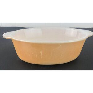 Fire King Anchor Hocking Peach Luster Swirl Round Casserole 1 1/2 Quart
